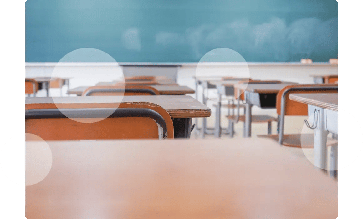 empty desks in a classroom