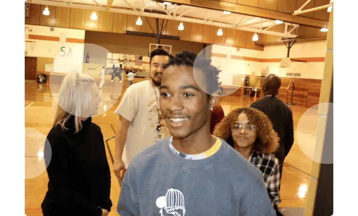 Students in a school gym