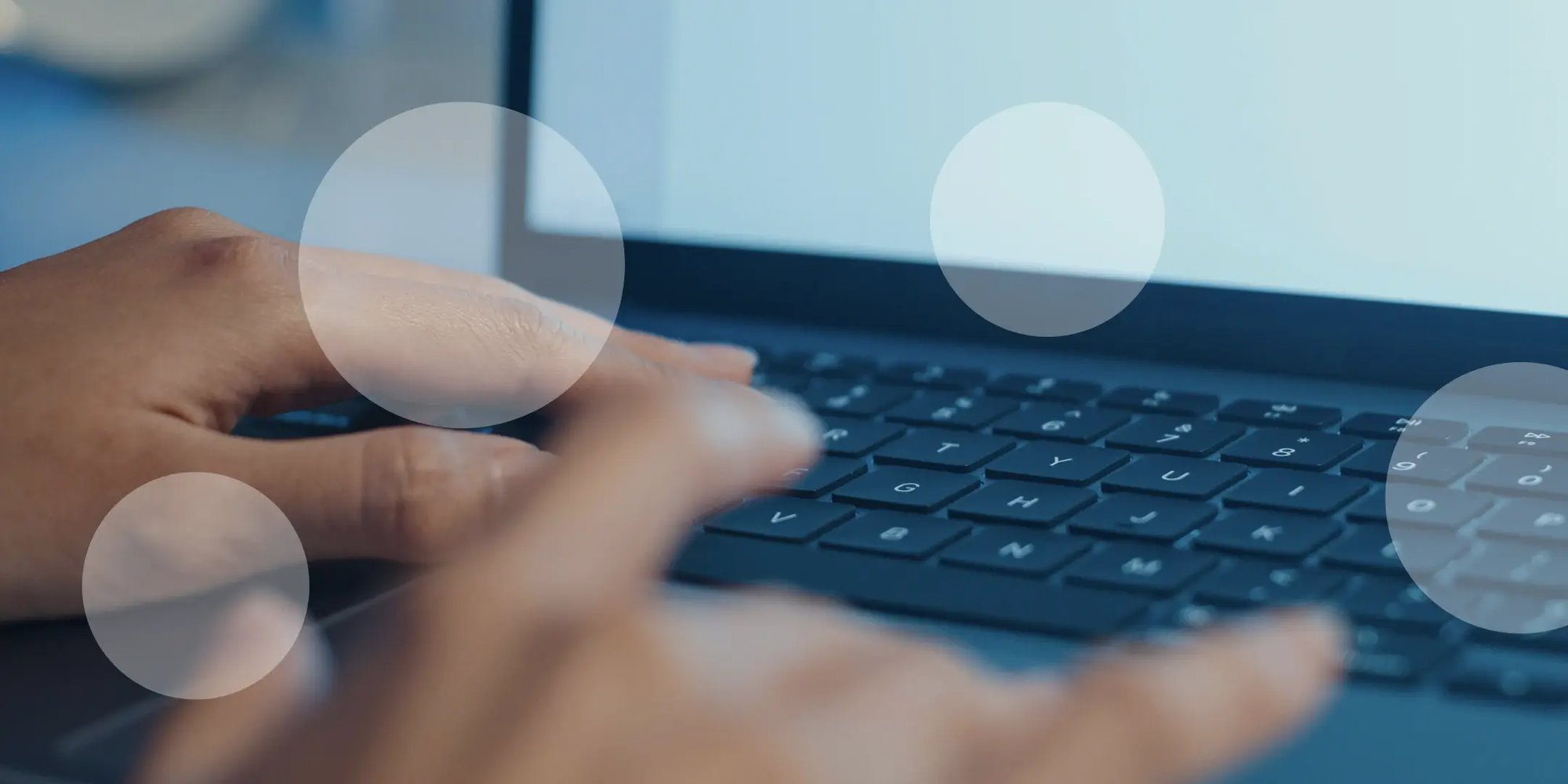 Typing on laptop keyboard