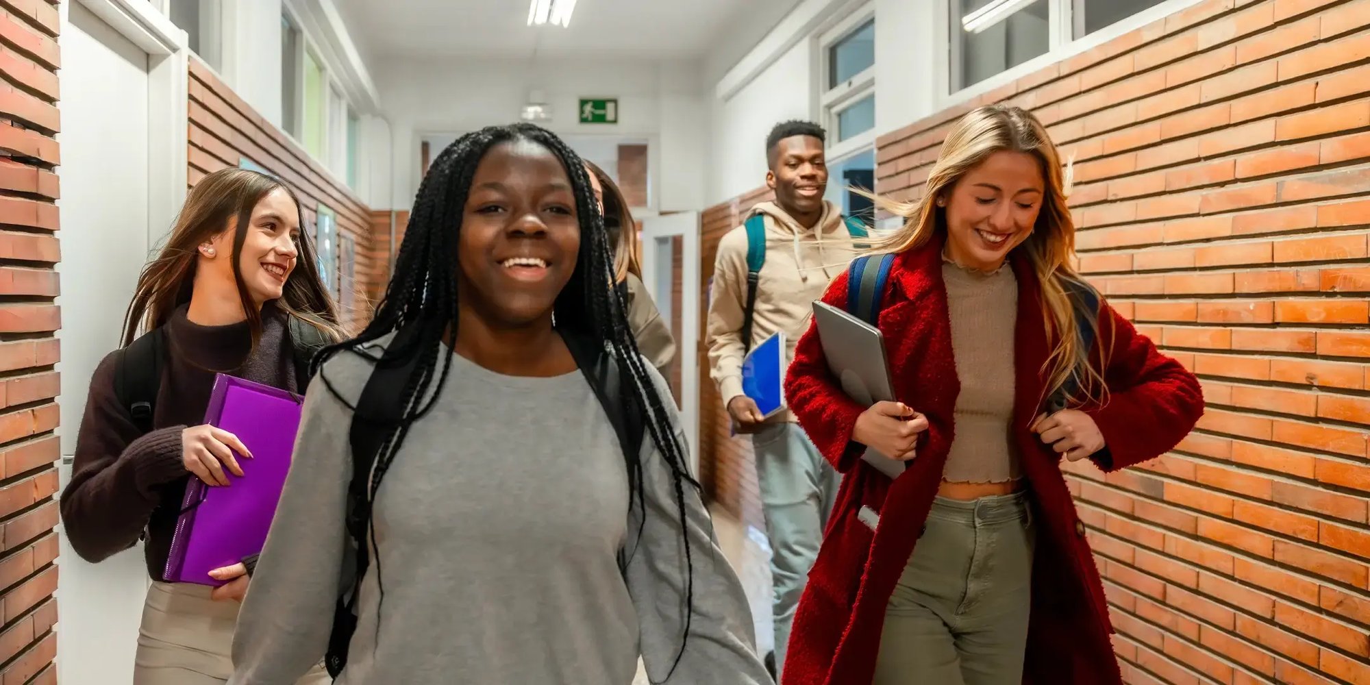 Students in a hallway